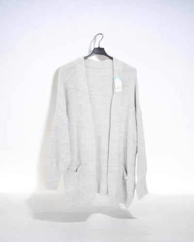 Italian Ballon Sleeve Chunky Knit Front Pockets Cardigan