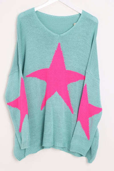 Oversized Star Print Knitted Jumper Top