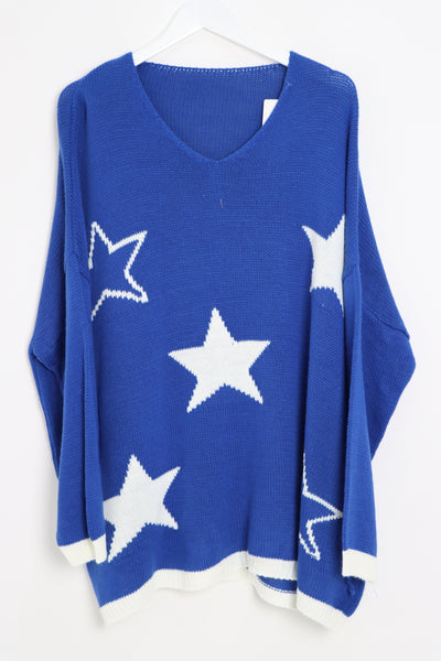 Italian Oversized MultiStar Print Long Sleeve Jumper