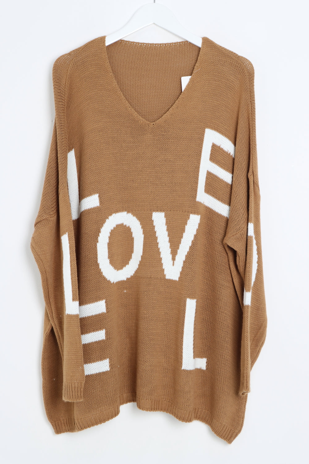 Italian Oversized Love Print Knitted Jumper Top