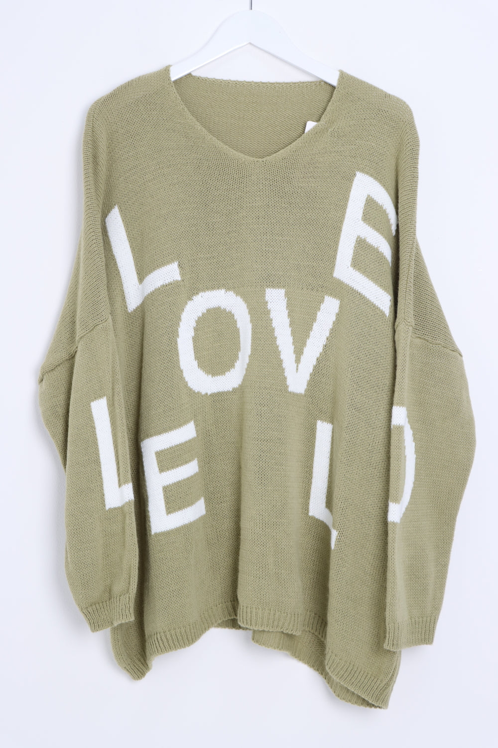 Italian Oversized Love Print Knitted Jumper Top