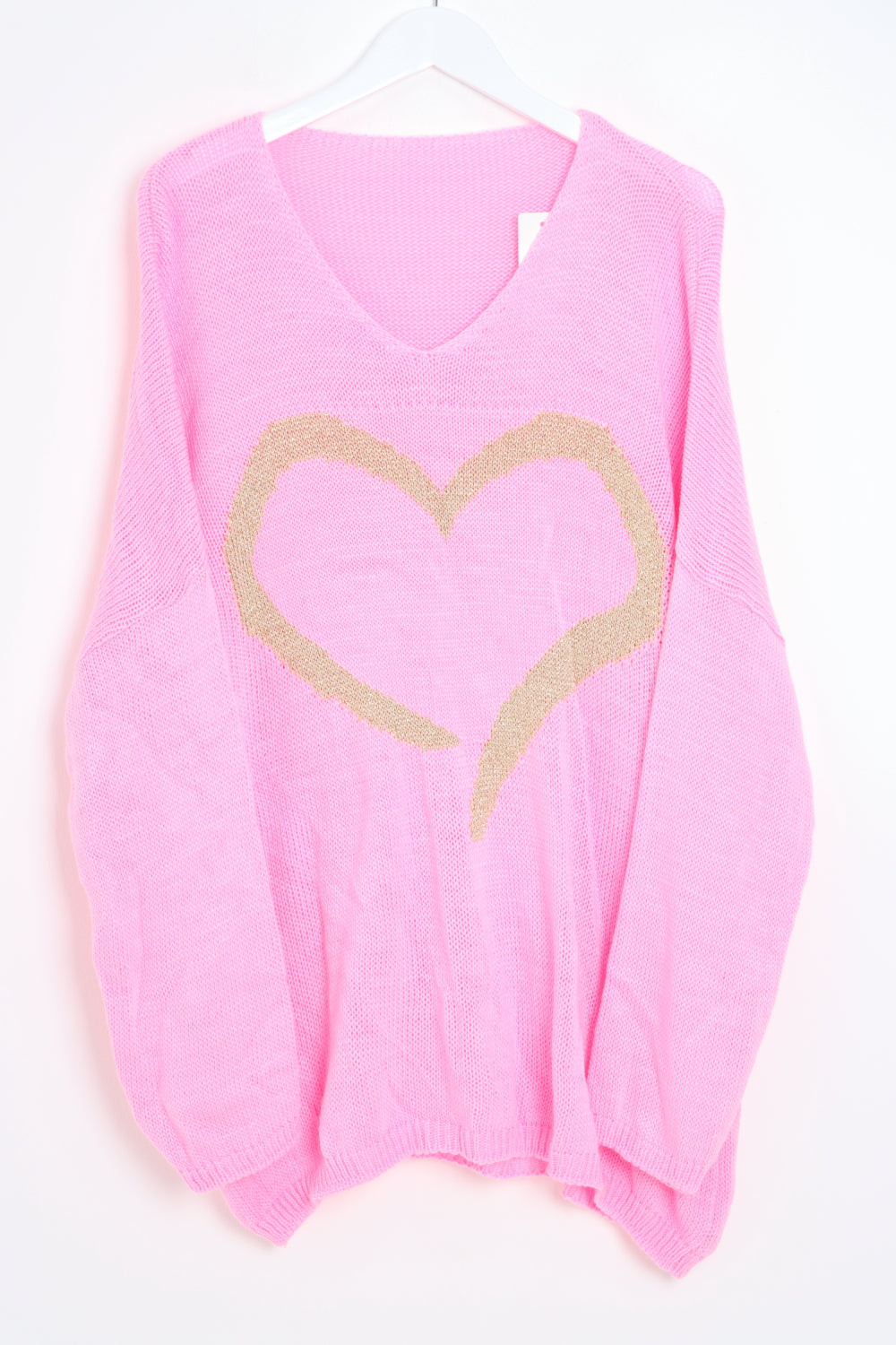 Oversized Glitter Heart Print Jumper Top