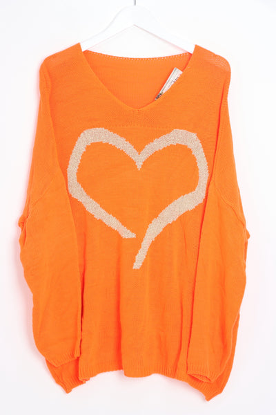 Oversized Glitter Heart Print Jumper Top