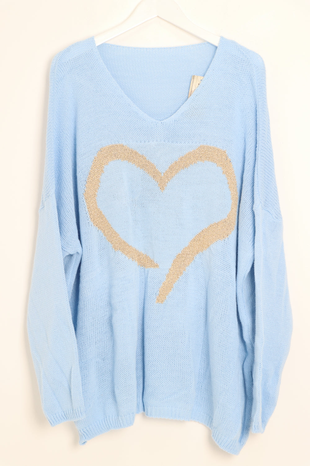 Oversized Glitter Heart Print Jumper Top