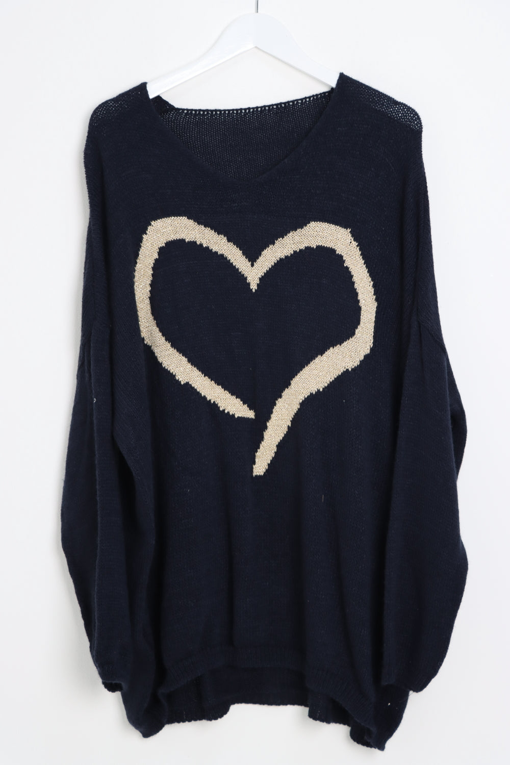 Oversized Glitter Heart Print Jumper Top