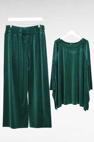 Italian Hanky Hem Plain Velour Loungewear Set