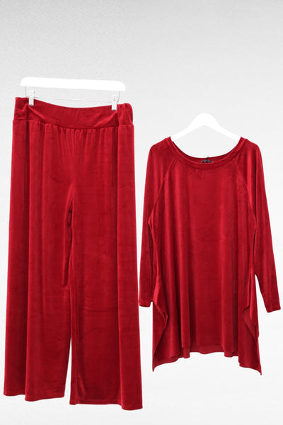 Italian Hanky Hem Plain Velour Loungewear Set