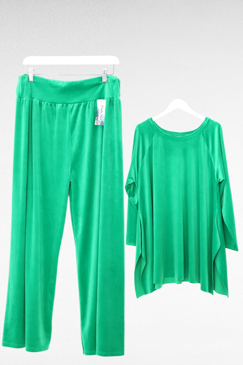 Italian Hanky Hem Plain Velour Loungewear Set