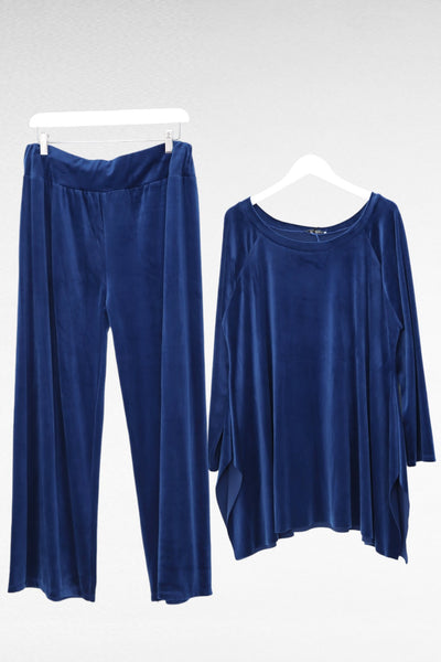 Italian Hanky Hem Plain Velour Loungewear Set