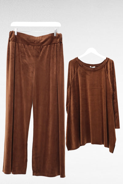 Italian Hanky Hem Plain Velour Loungewear Set