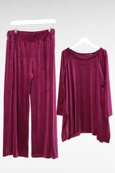 Italian Hanky Hem Plain Velour Loungewear Set