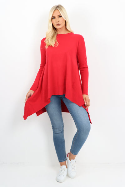 Italian Soft Knit Dip Hem Longsleeve Jumper Top