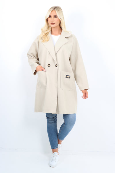 Italian Two Button Front Pockets Longsleeve Coat