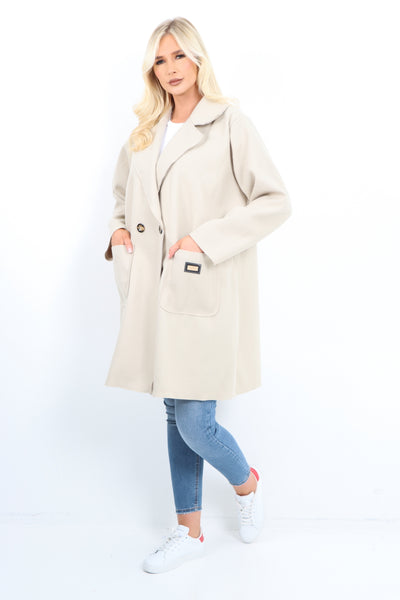 Italian Two Button Front Pockets Longsleeve Coat