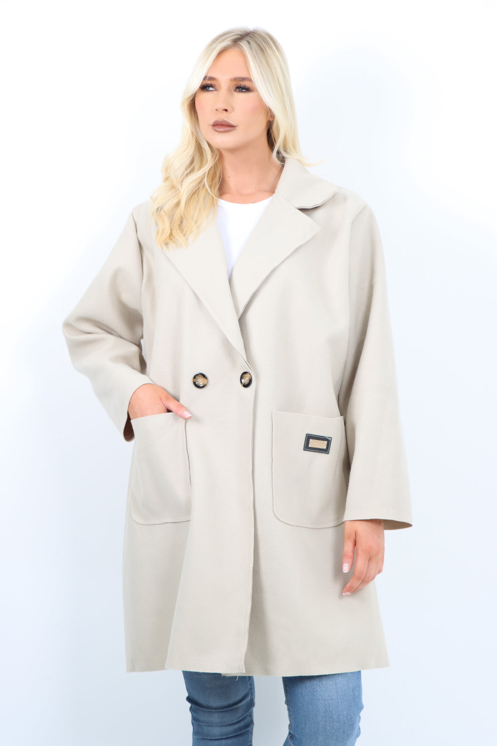 Italian Two Button Front Pockets Longsleeve Coat