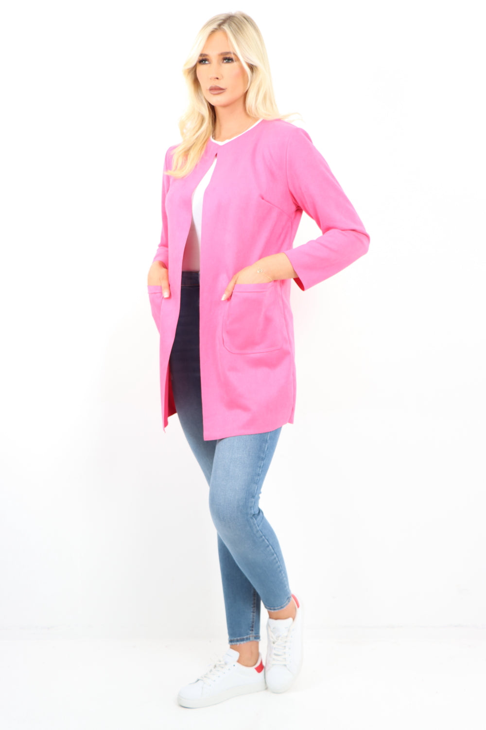 Italian Suede Open Front Longsleeve Cardigan