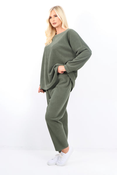 Italian Corduroy Loungewear Plain Longsleeve Co-Ord Set