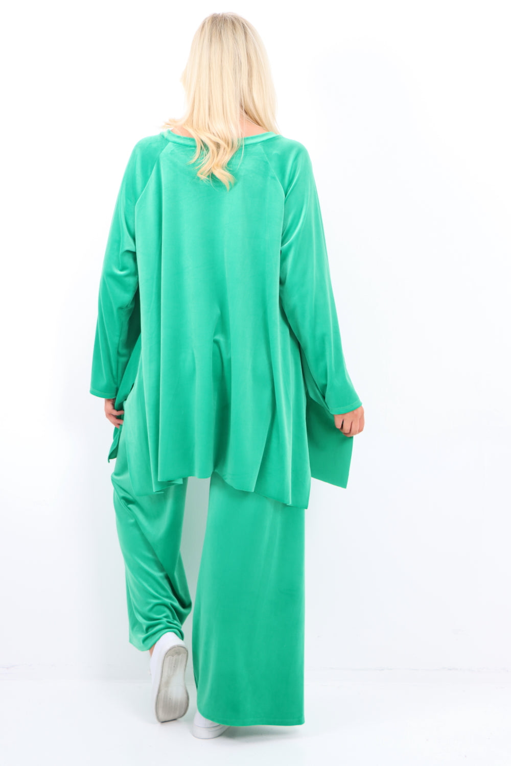 Italian Hanky Hem Plain Velour Loungewear Set