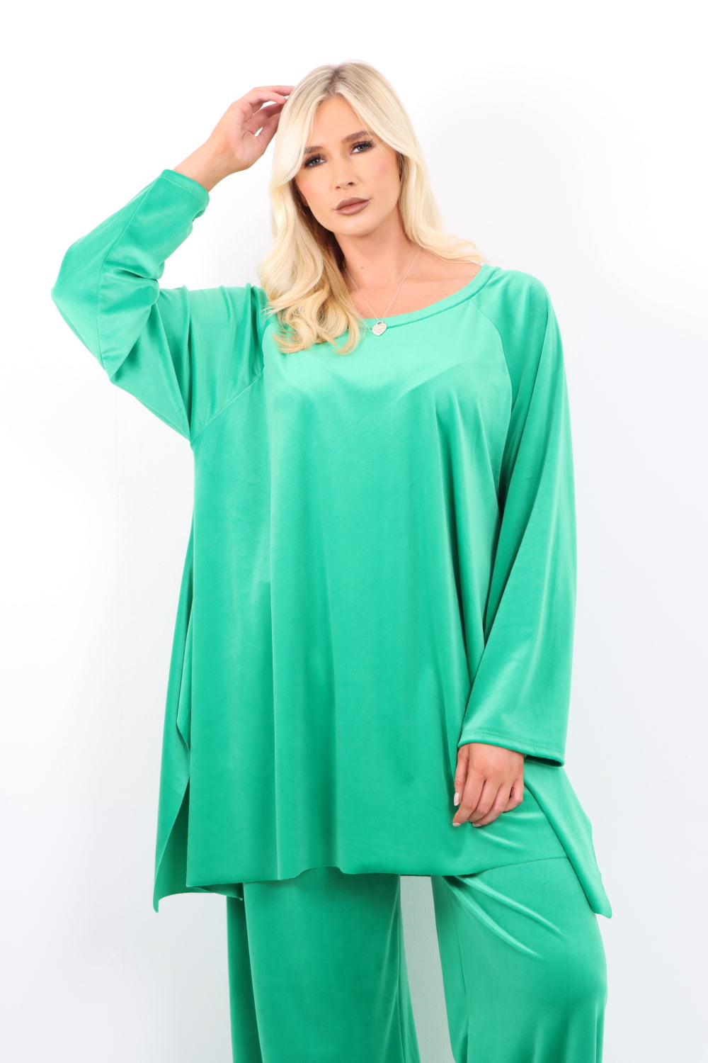 Italian Hanky Hem Plain Velour Loungewear Set