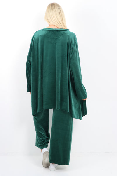 Italian Hanky Hem Front Pockets Velour Co Ord Set