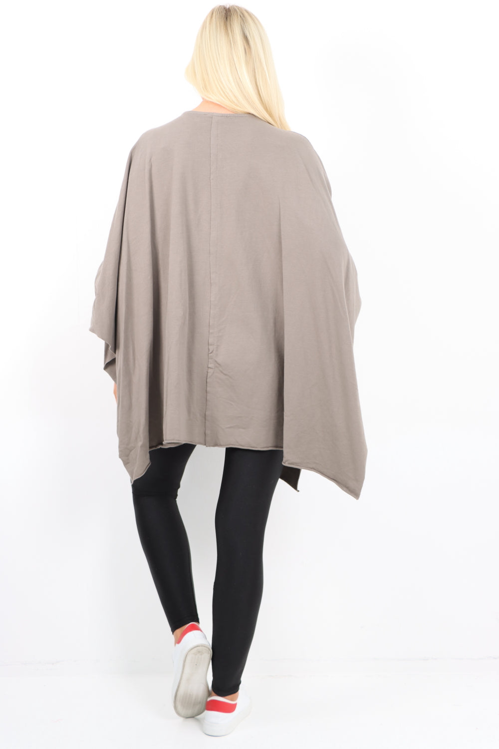 Italian Plus Size Lagenlook Zip Up Round Neck Poncho