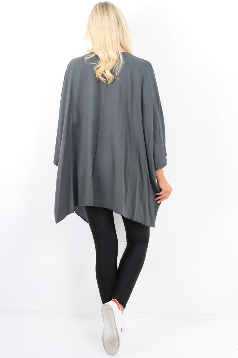 Italian Plus Size Lagenlook Zip Up Round Neck Poncho