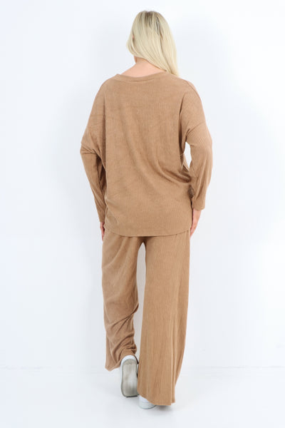 Italian Ribbed Soft Knit Top and Trouser Longsleeve Co - OrdSet