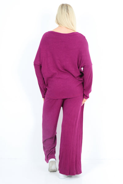 Italian Ribbed Soft Knit Top and Trouser Longsleeve Co - OrdSet