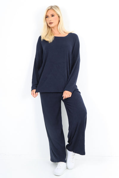 Italian Ribbed Soft Knit Top and Trouser Longsleeve Co - OrdSet