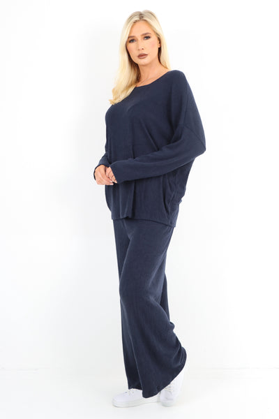 Italian Ribbed Soft Knit Top and Trouser Longsleeve Co - OrdSet