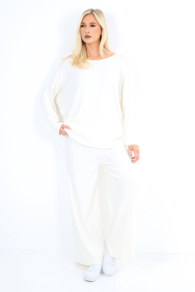 Italian Ribbed Soft Knit Top and Trouser Longsleeve Co - OrdSet