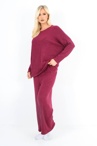 Italian Ribbed Soft Knit Top and Trouser Longsleeve Co - OrdSet