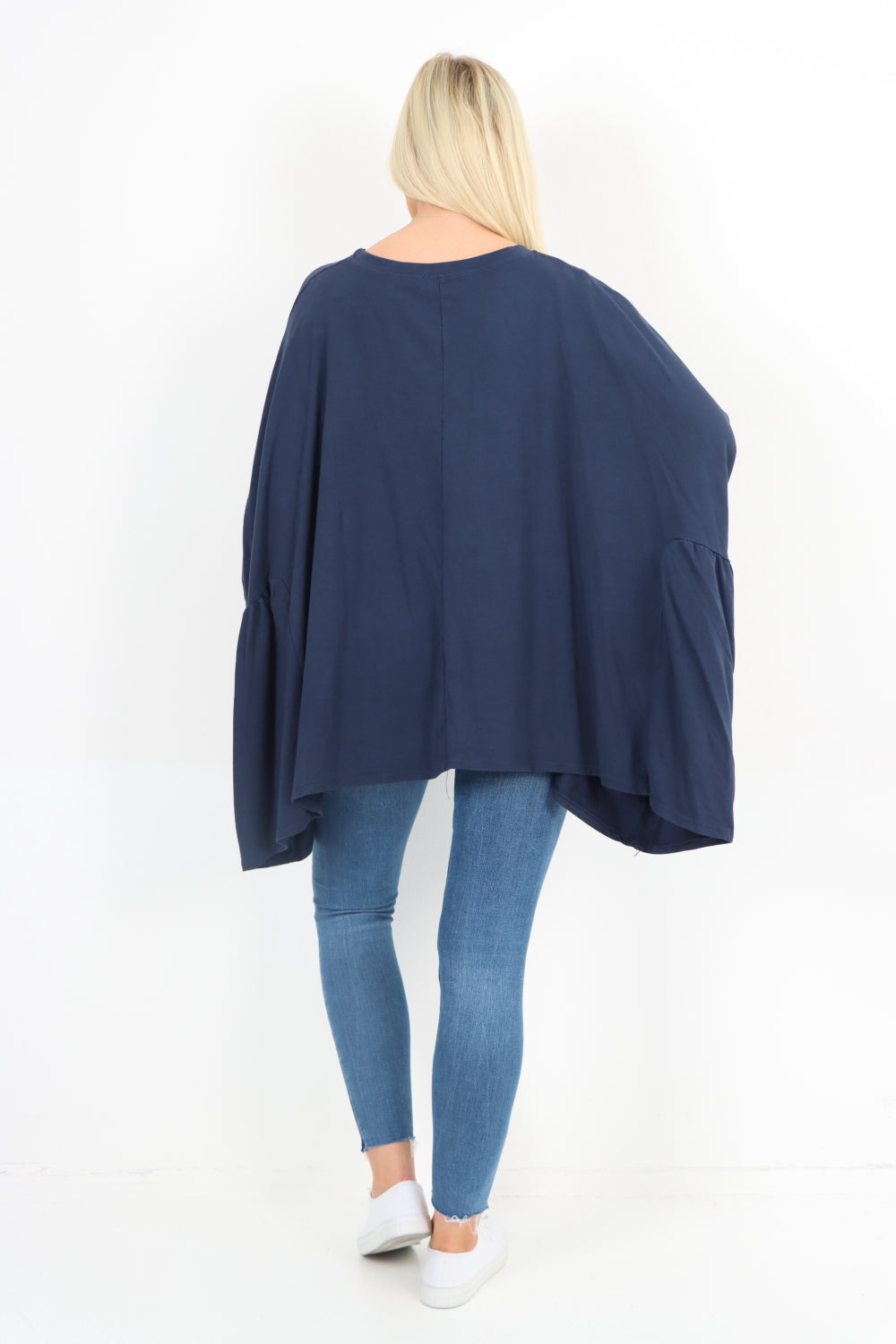 Italian Oversized Round Neck Hanky Hem Tunic Top