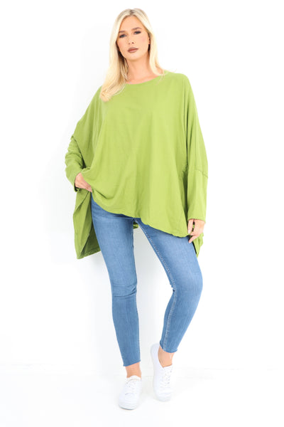 Italian Oversized Round Neck Hanky Hem Tunic Top