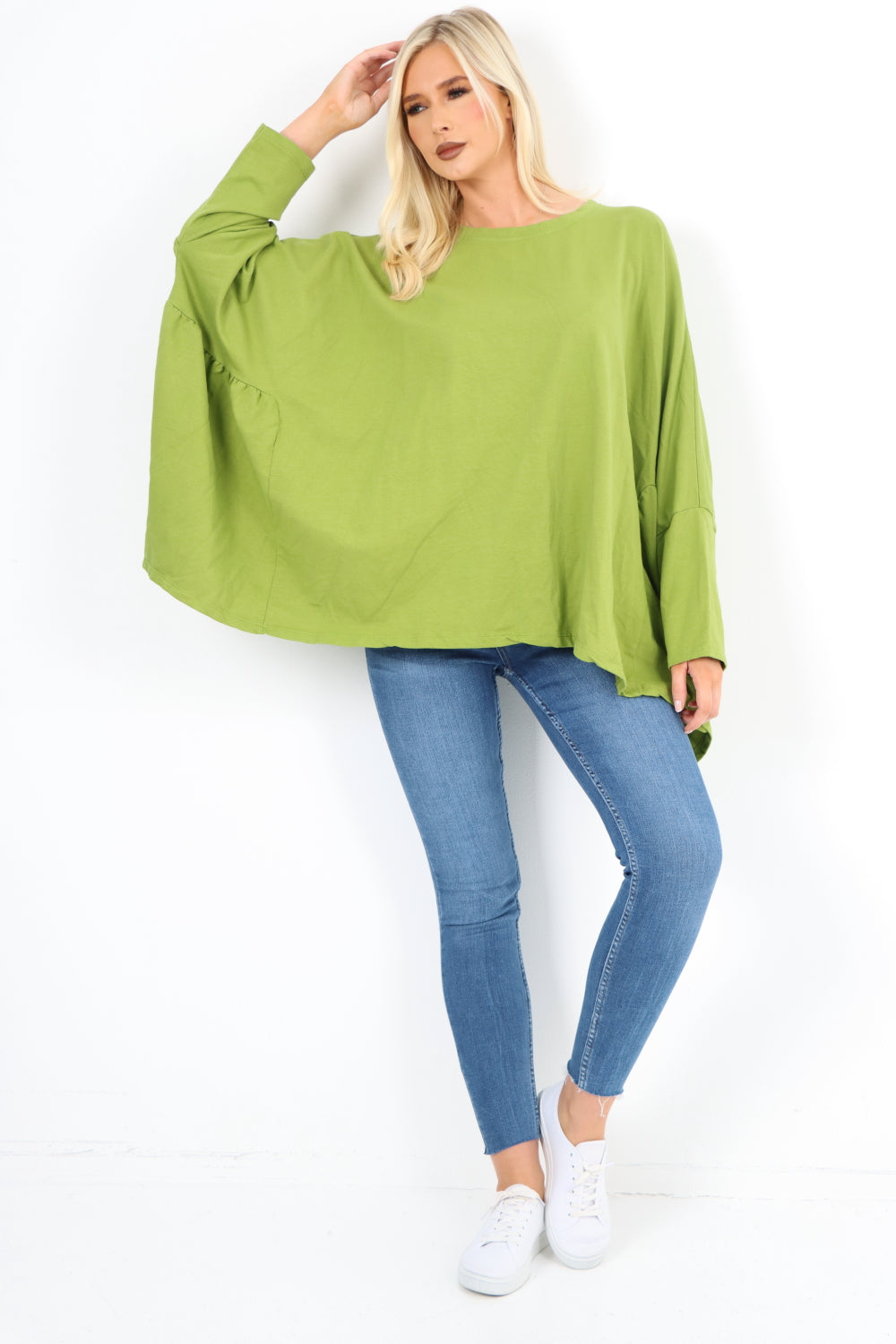 Italian Oversized Round Neck Hanky Hem Tunic Top