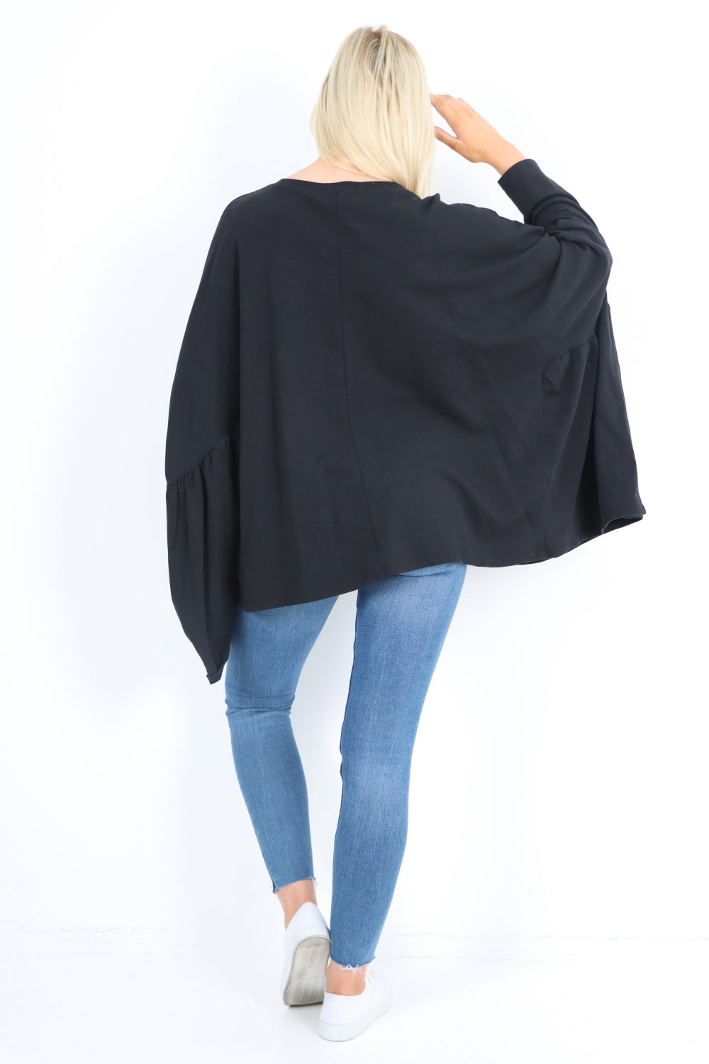 Italian Oversized Round Neck Hanky Hem Tunic Top