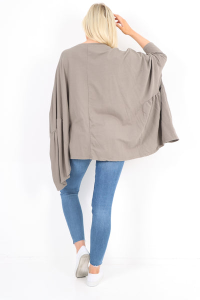 Italian Oversized Round Neck Hanky Hem Tunic Top