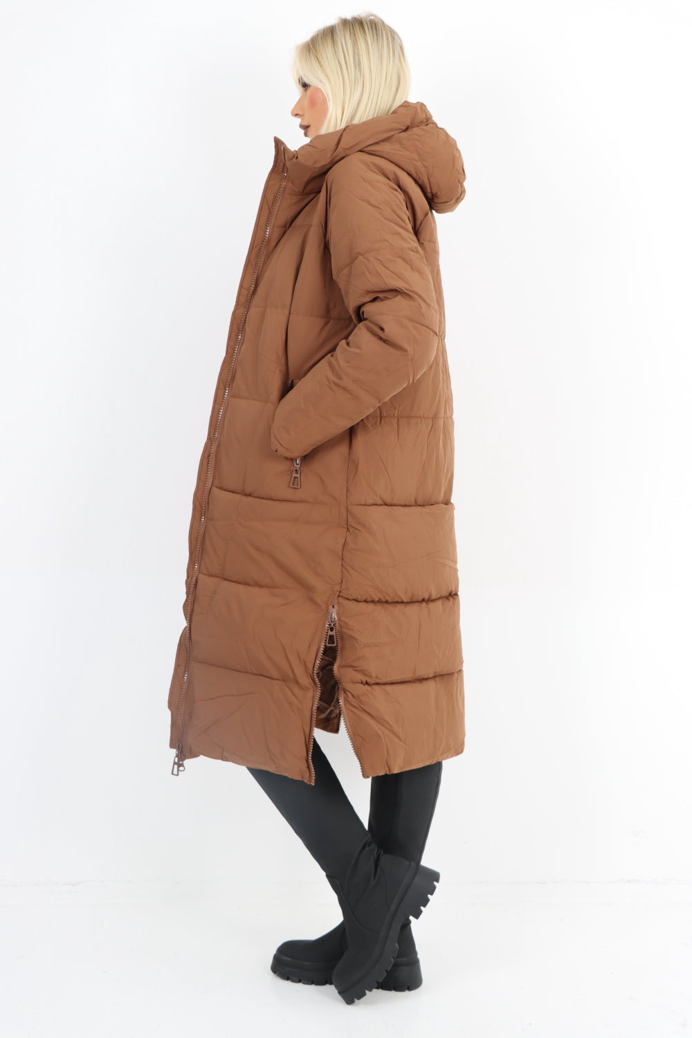 Italian Padded Hooded jacket Long length