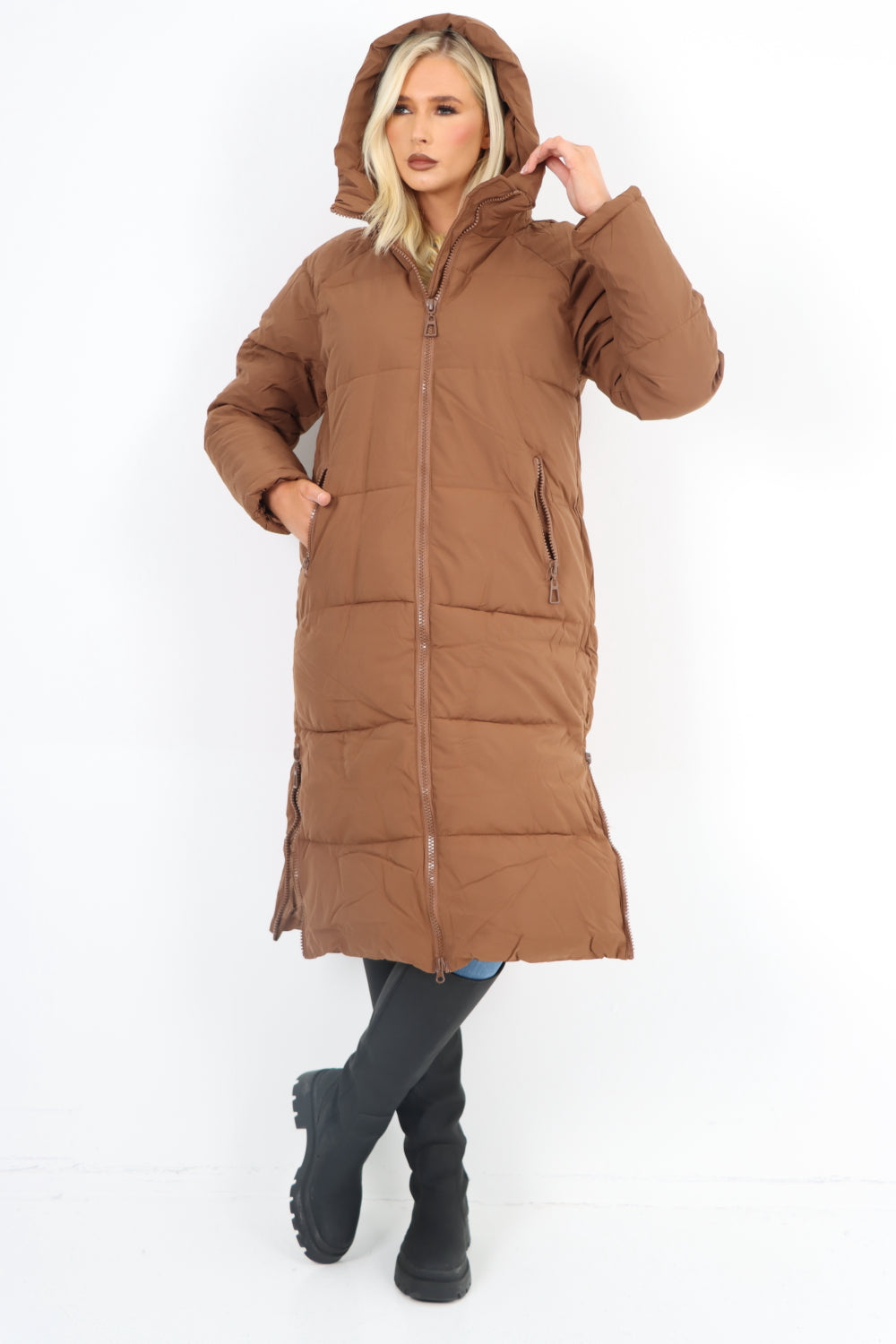 Italian Padded Hooded jacket Long length