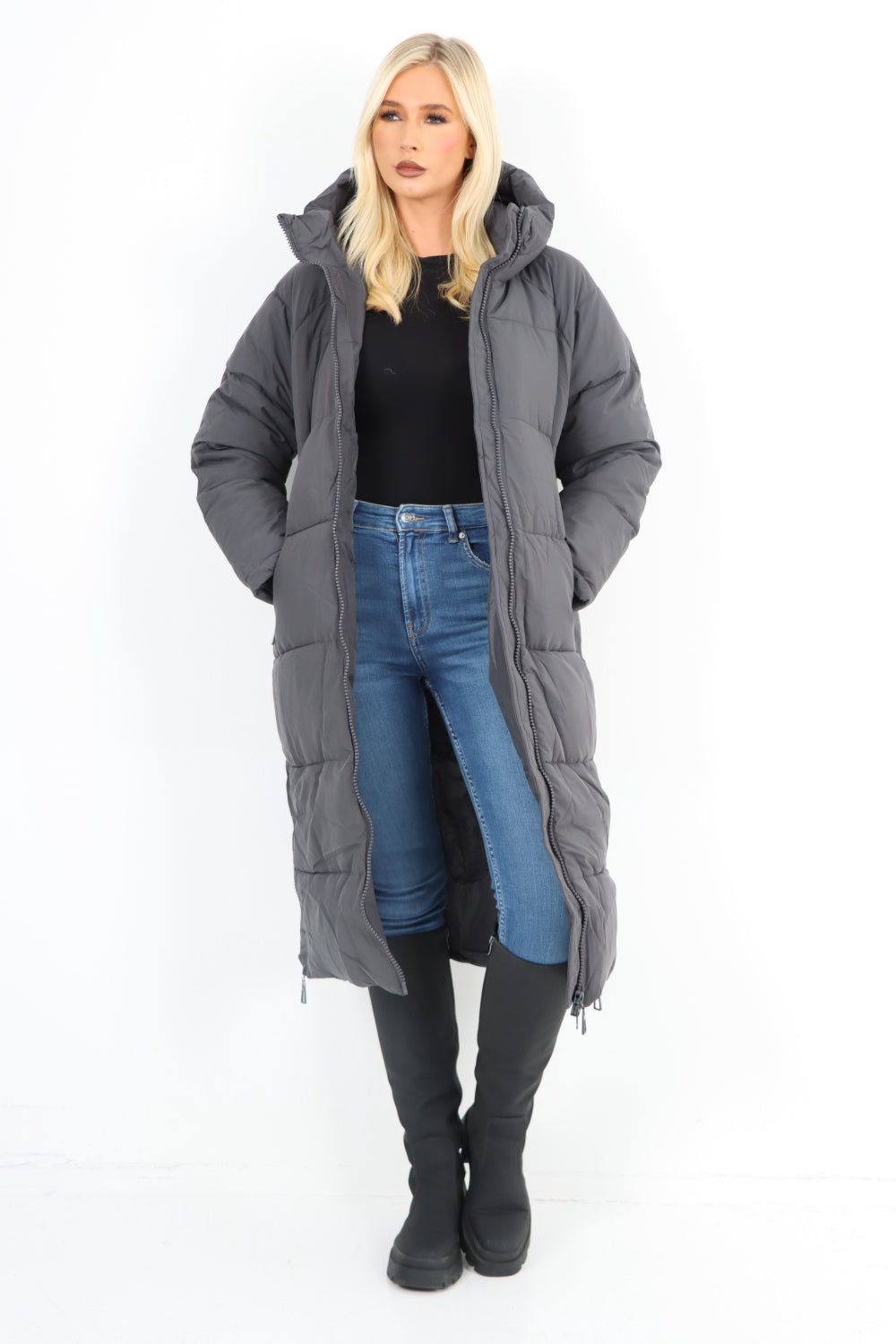 Italian Padded Hooded jacket Long length