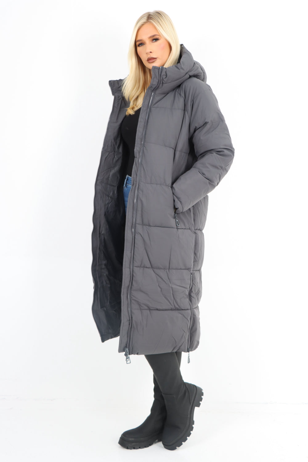 Italian Padded Hooded jacket Long length