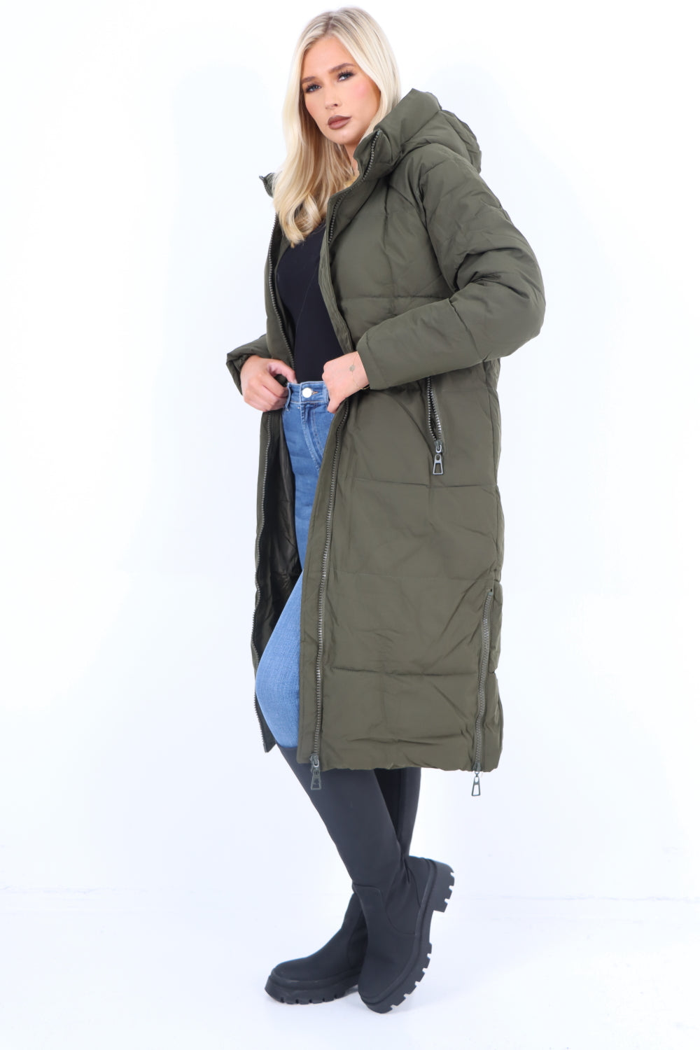 Italian Padded Hooded jacket Long length