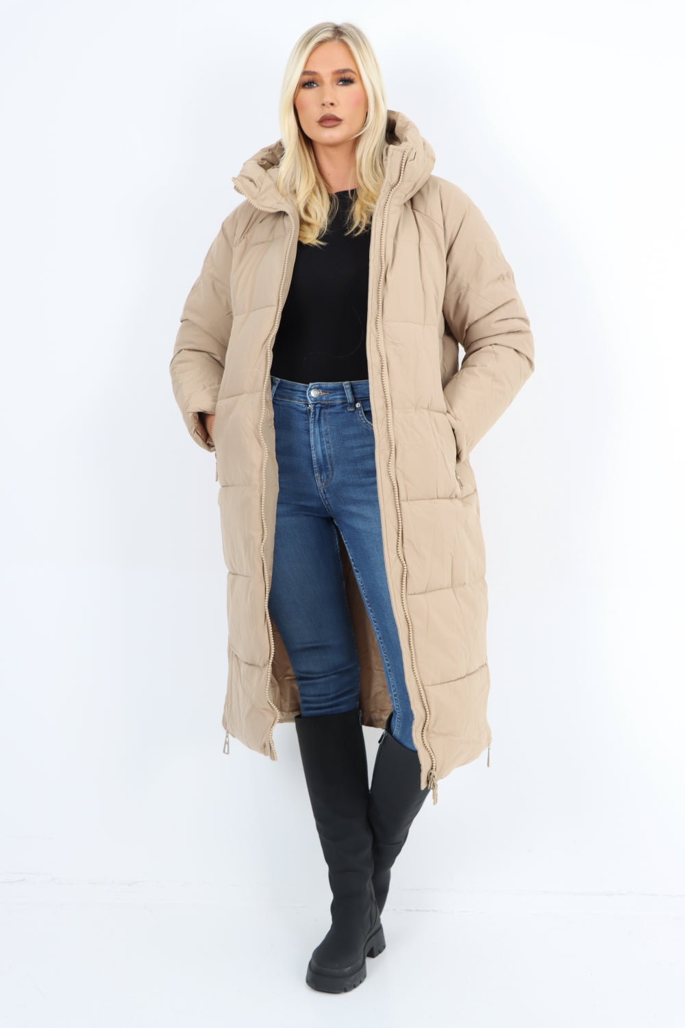 Italian Padded Hooded jacket Long length