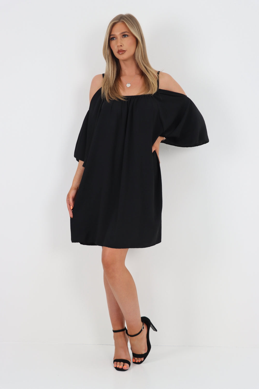 Italian Cold Shoulder Strap Mini Dress