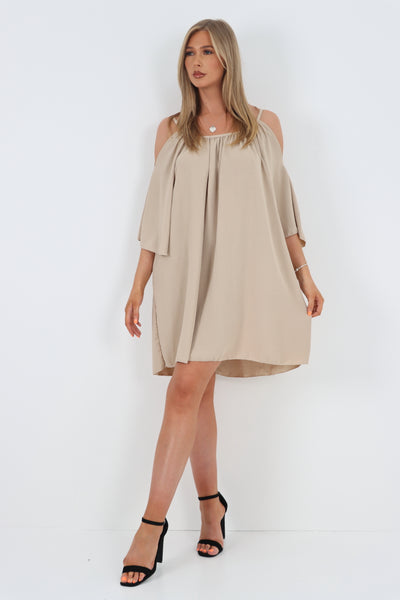 Italian Cold Shoulder Strap Mini Dress