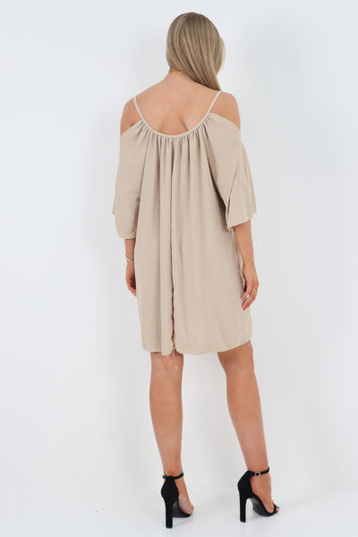 Italian Cold Shoulder Strap Mini Dress