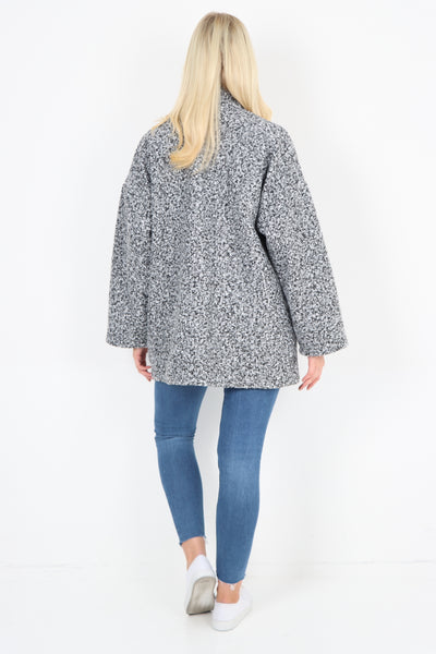 Italian Open Front Long Sleeve Teddy Boucle Cardigan