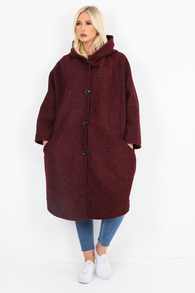 Italian Oversized Pockets Hooded Long Sleeve Coat