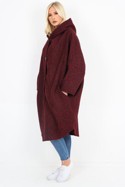 Italian Oversized Pockets Hooded Long Sleeve Coat