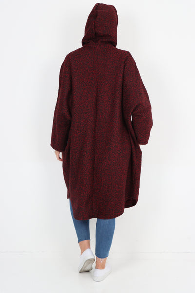 Italian Oversized Pockets Hooded Long Sleeve Coat